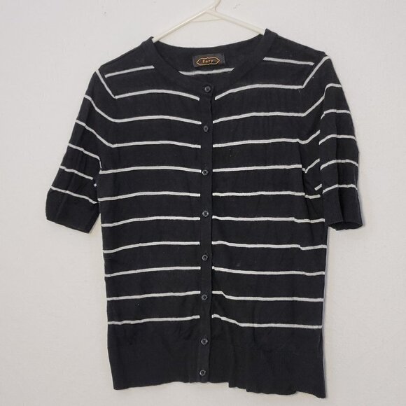 555. Fury 3/4 Sleeve Sweater Blue/White Sz M - Picture 1 of 7